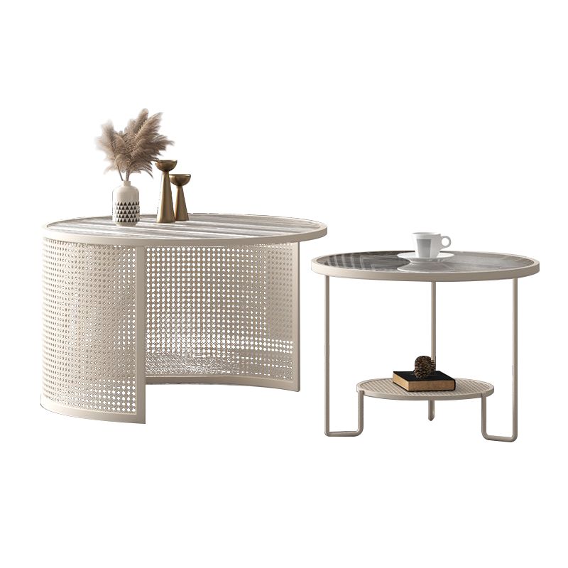 Modernismo Tavolo da cocktail in vetro e caffè in acciaio - 17,7 "/19.7" H