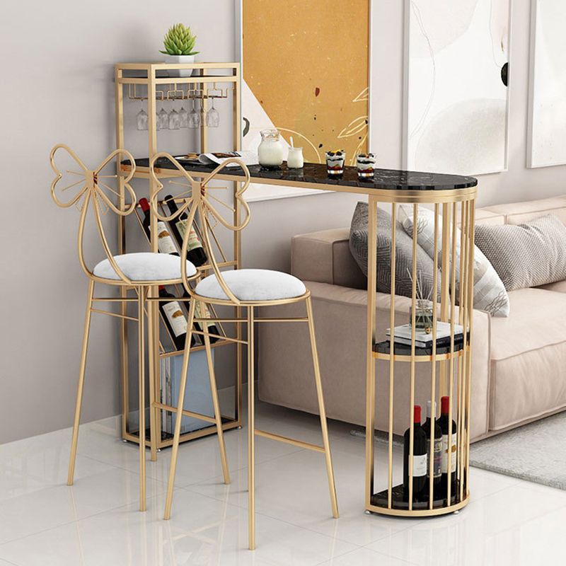 Glam Wine Rack Pub Height Dining Table Double Pedestal Cafe and Break-room Bar Table Clearhalo 'Bar Furniture' 'Bar Tables' 'bar_tables' 'furn' 'furn_bar_tables' 'Furniture' 'furniture_bar_tables' 'Kitchen & Dining Furniture' 1200x1200_f9583993-120b-430f-a9c9-cf5796fd3d7c