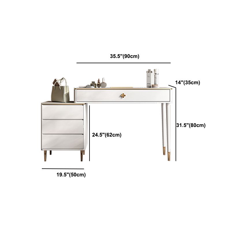 Tavolo da toep in legno in legno bianco vanità set di sgabelli lussuosi