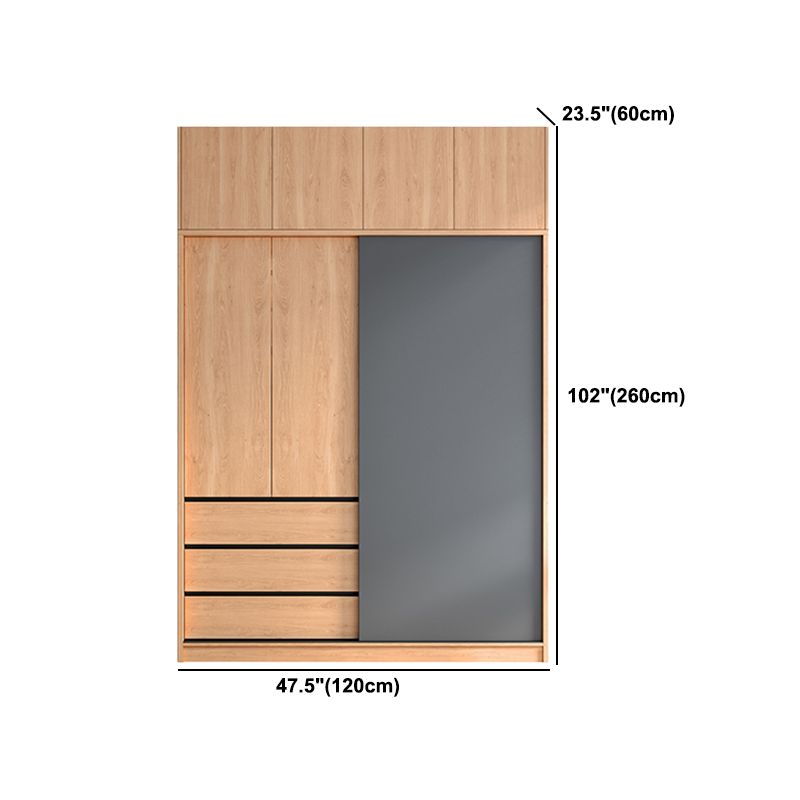 Engineered Wood Wardrobe Cabinet With Drawer Modern Wardrobe Armoire Clearhalo 'Armoires & Wardrobes' 'armoires_wardrobes' 'Bedroom Furniture' 'furn' 'furn_armoires_wardrobes' 'Furniture' 1200x1200_f95a564a-c413-48ca-977a-24227639cf49