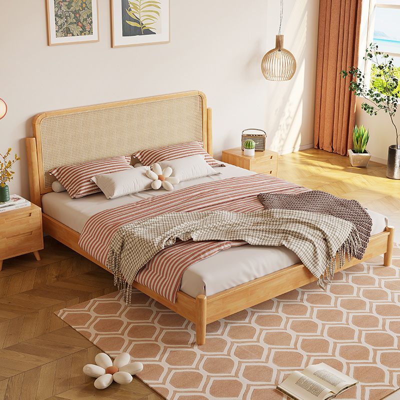 Letto standard rattan a colore solido letto tropicale con testiera