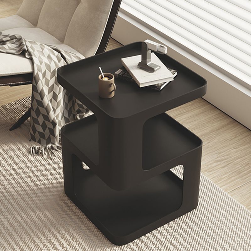 Ultra-Modern Side End Snack Table with Metal Shelves Bedroom Side Table Clearhalo 'Coffee & Accent Tables' 'End & Side Tables' 'end_side_tables' 'furn' 'furn_end_side_tables' 'Furniture' 'Living Room Furniture' 1200x1200_f95af583-fd40-4b53-a973-d2f7b00eeb28