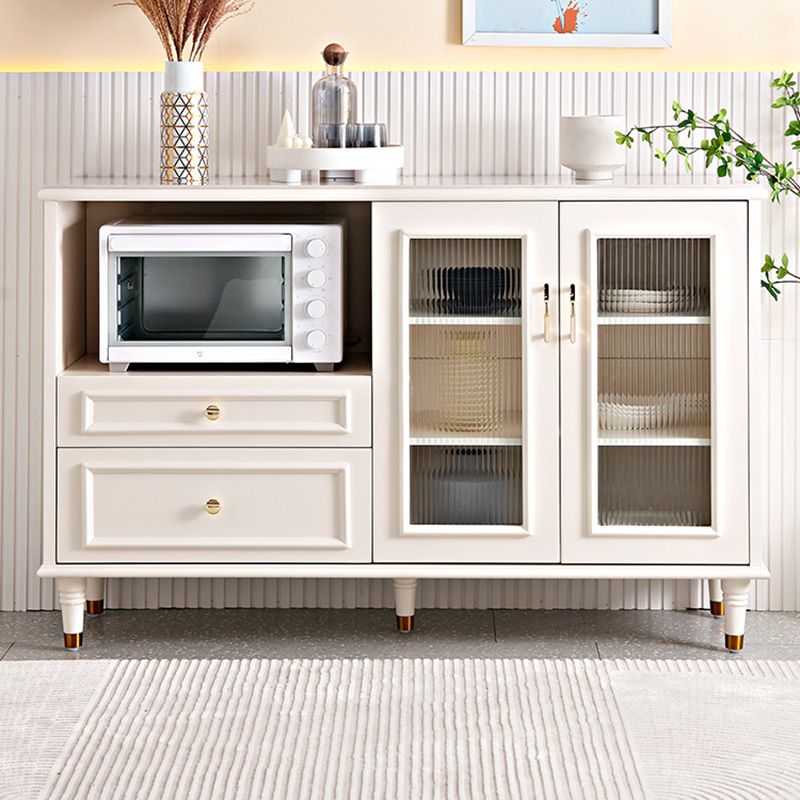 Serveur d'étagère réglable contemporain Server en pierre supérieure avec des jambes en bois massif