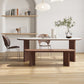 Modern Oval Table Sintered Stone Table with Wooden Legs for Home