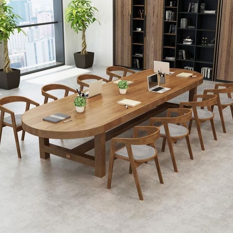 Moderner Oval Desk Konferenztisch Office Holzschreiber ohne Stuhl ohne Stuhl