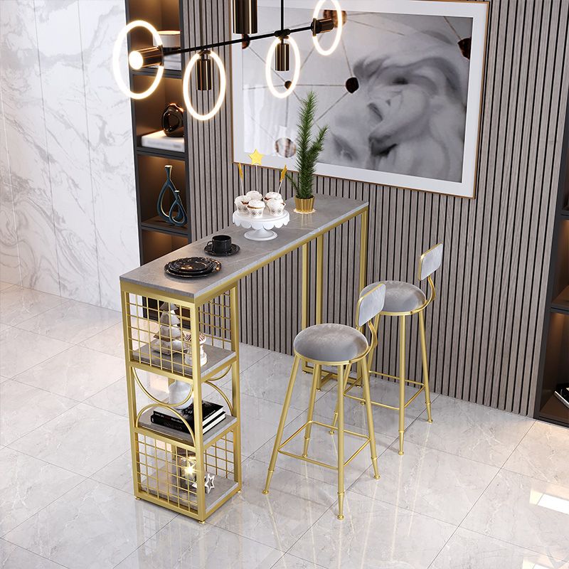 Eigentijdse dubbele pedestal patio balk tafel indoor stenen bistro bars tafel met opslag