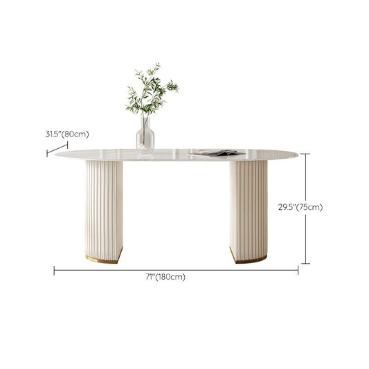 Slate and Metal Table Glam Style Simple Restaurant Oval Dining Table