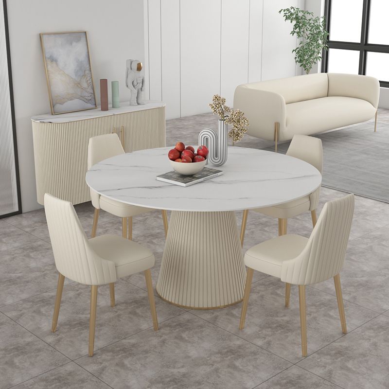Nordic 1/2/5 Pieces Dining Set with Stone Round Table and Leather Chairs Dining Set Clearhalo 'Dining Room Sets' 'Dining Tables & Seating' 'dining_room_set' 'furn' 'furn_dining_room_set' 'Furniture' 'furniture_dining_room_set' 'Kitchen & Dining Furniture' 'kitchen&dining_furn' 'kitchen' 1200x1200_f9662156-9c5d-4dd9-ab23-c6f8361962c6