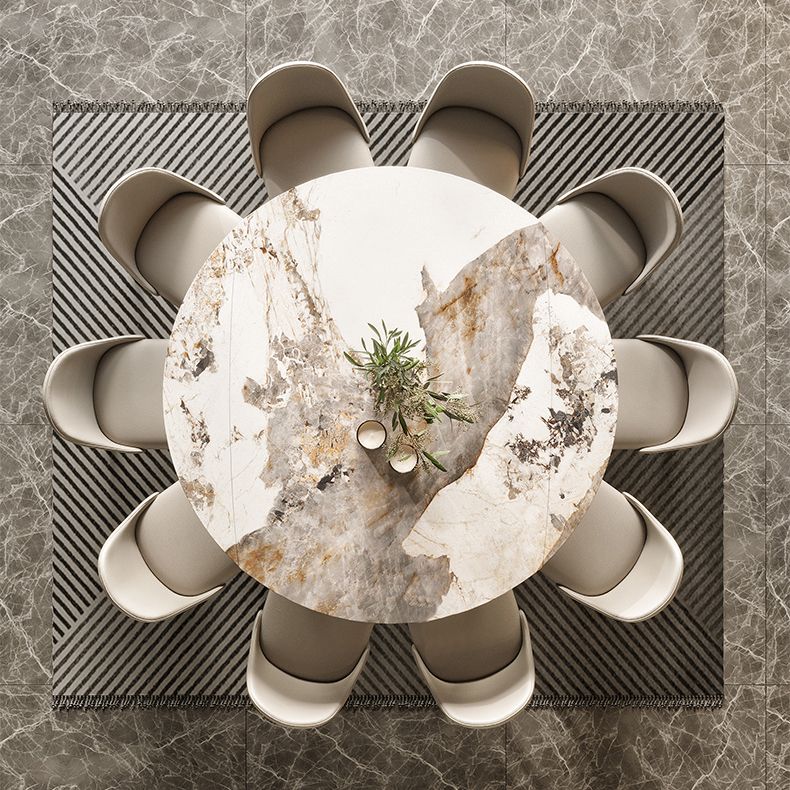 Luxury White Stone Top Dining Room Table with 4 Grey Oak Legs Clearhalo 'Dining Tables & Seating' 'Dining Tables' 'dining_table' 'furn' 'furn_dining_table' 'Furniture' 'Kitchen & Dining Furniture' 1200x1200_f966c3ba-db5e-4b29-9092-ba32027a847d
