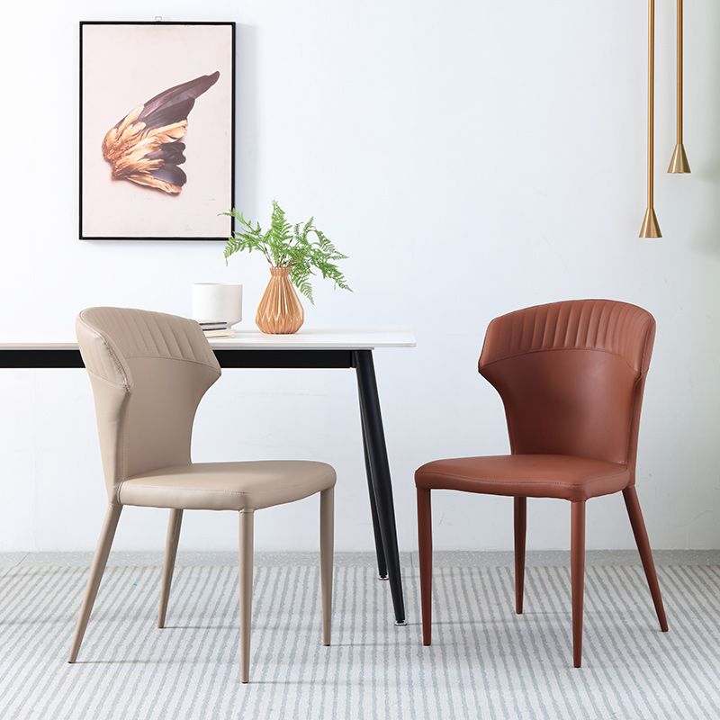 Sedie da pranzo in pelle minimalista senza braccioli senza braccioli