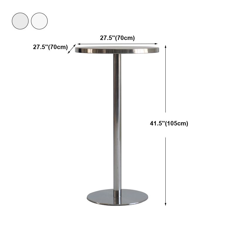 Contemporary Bar Dining Table Steel Bar Height Cocktail Table with Pedestal Base in Silver Clearhalo 'Bar Furniture' 'Bar Tables' 'bar_tables' 'furn' 'furn_bar_tables' 'Furniture' 'furniture_bar_tables' 'Kitchen & Dining Furniture' 'kitchen&dining_furn' 'kitchen' 1200x1200_f9692d9c-fe6f-43d4-81b4-c92e9e933111