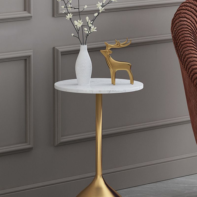 Modernistic Pedestal End Table Round End Table with Slate Top