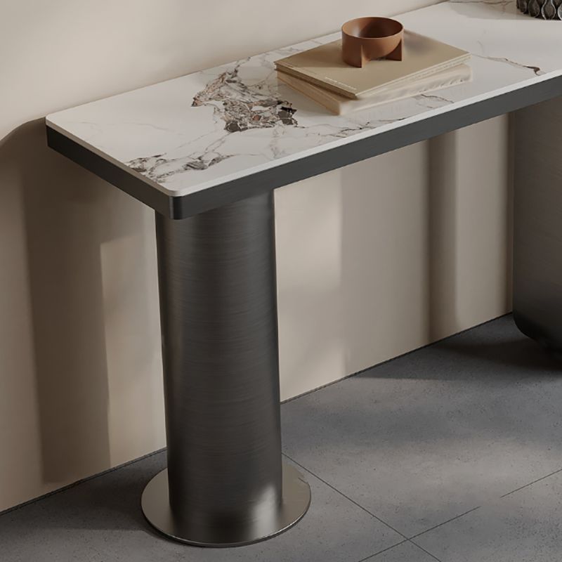 Tavolo da console a forma rettangolare tavolo di divano in pietra contemporanea in nero
