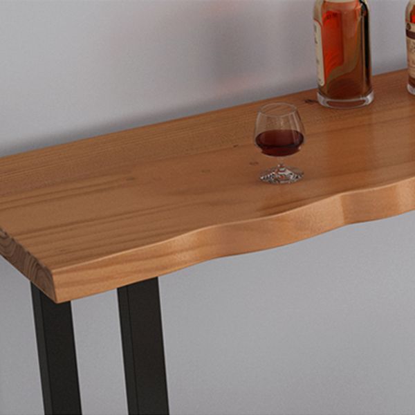 Tavolo da bar per top in legno di pino industriale Tavolo da bistrot rettangolo con doppio piedistallo in nero