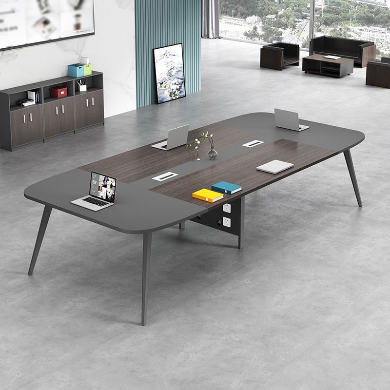 Schwarz hergestellter Holz rechteckiger Schreibtisch Moderner Kabelmanagement -Büroschreibtisch