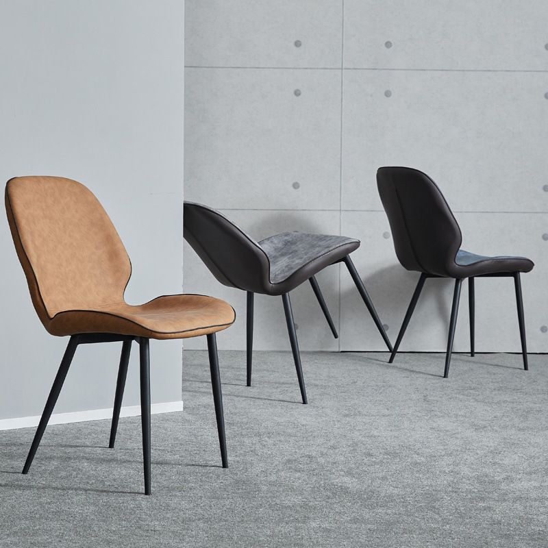 Modern Armless Dining Chairs Leather Wingback Side Chair with Metal Legs Clearhalo ' kitchen&dining_furn' 'Dining Chairs' 'Dining Tables & Seating' 'dining_chair' 'furn' 'furn_dining_chair' 'Furniture' 'furniture_dining_chair' 'Kitchen & Dining Furniture' 'kitchen' 1200x1200_f97100d6-05fd-4547-99d4-4e14bdb3d98e