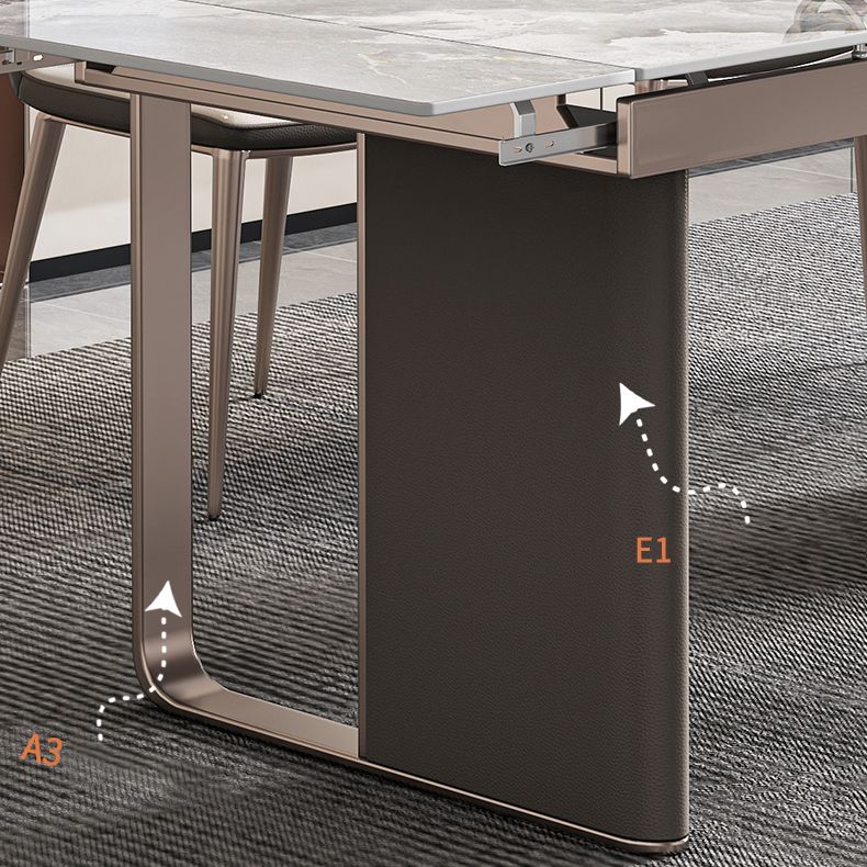 Minimalist Sintered Stone Extendable Dining Set Rectangle Kitchen Dining Set with Double Pedestal Clearhalo 'Dining Room Sets' 'Dining Tables & Seating' 'dining_room_set' 'furn' 'furn_dining_room_set' 'Furniture' 'furniture_dining_room_set' 'Kitchen & Dining Furniture' 'kitchen&dining_furn' 'kitchen' 1200x1200_f9728dee-29e8-4c3e-be02-9c798ced8637