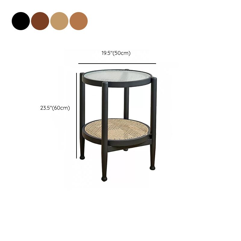 Tropical Round Cocktail Table Glass Top Coffee Cocktail Table with Shelf Clearhalo 'Coffee & Accent Tables' 'Coffee Tables' 'coffee_tables' 'furn' 'furn_coffee_tables' 'Furniture' 'Living Room Furniture' 1200x1200_f973048a-e6e8-4ead-81af-d4cee7a5c914