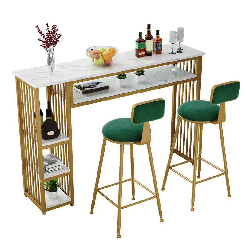 Glam Indoor Bar-Esstisch, rechteckiger Barhocker-Tisch aus Marmor