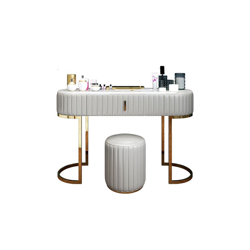 Holzwaschtisch mit Stuhl und Spiegelstein Top Eitelkeit in Grau