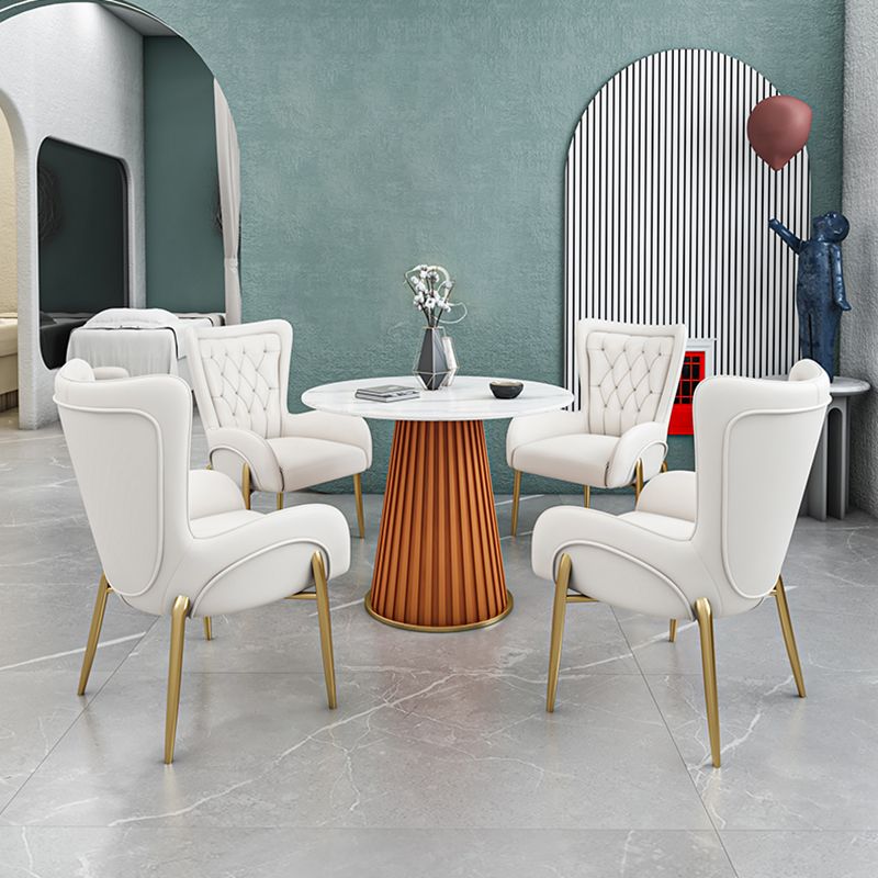 Glam 1/5 Pieces Dining Set Circular Stone Dining Table for Dining Room Clearhalo 'Dining Room Sets' 'Dining Tables & Seating' 'dining_room_set' 'furn' 'furn_dining_room_set' 'Furniture' 'furniture_dining_room_set' 'Kitchen & Dining Furniture' 1200x1200_f974dbe6-7671-4b5d-91ed-d4447baccb01