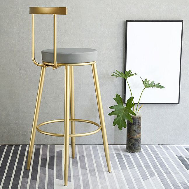 Glam Low Back Bar and Counter Stool Round Stool with 4 Gold Legs Clearhalo 'Bar Furniture' 'Bar Stools' 'bar_stools' 'furniture_bar_stools' 'Kitchen & Dining Furniture' 'kitchen&dining_furn' 'kitchen' 'kitchen_furn' Furniture' 1200x1200_f9763ade-0eb0-48a4-96e7-9f873d5c266b