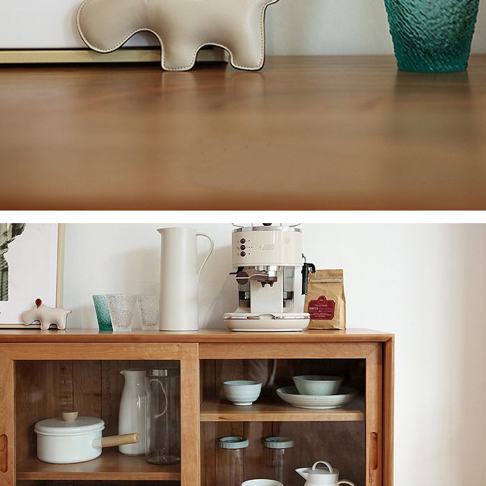 4-Drawer Pine Wood Credenza Modern Glass Sliding Door Cabinets Sideboard for Living Room Clearhalo 'buffet_sideboard' 'Buffets & Sideboards' 'furn' 'furn_buffet_sideboard' 'Furniture' 'furniture_buffet_sideboard' 'Kitchen & Dining Furniture' 1200x1200_f9778eab-893c-4bec-841b-01fe8156423e