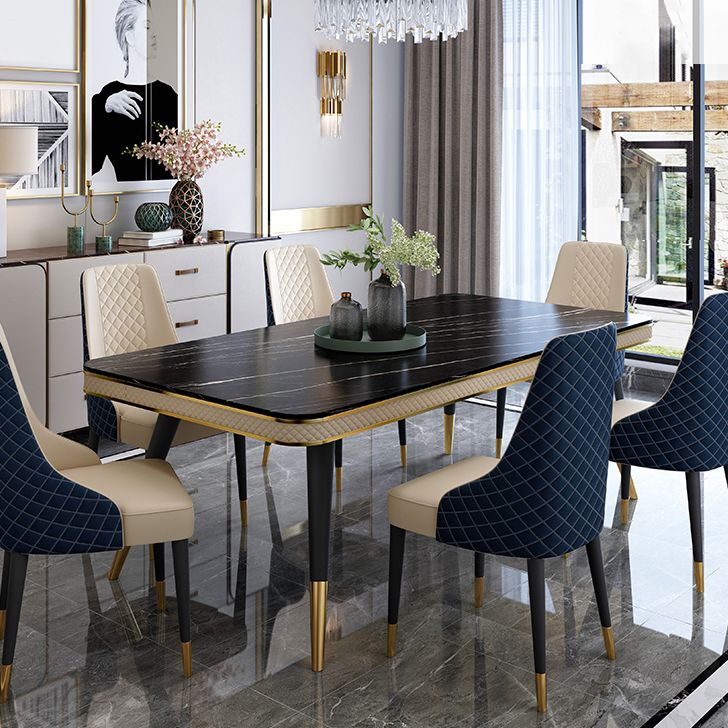 Moderno rettangolo 1/4/5/6/7 pezzi tavolo da pranzo set di gambe nere set di dinette interno