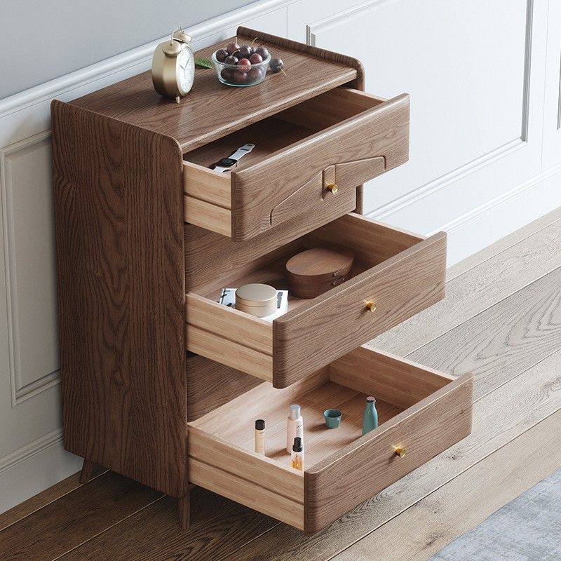 Coffre à accent brun moderne du milieu du siècle 25,4 "W coffre en bois avec tiroirs