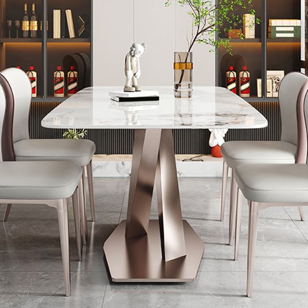Luxury Sintered Stone Top Table Rectangle Dining Table with Pedestal Base Clearhalo 'Dining Tables & Seating' 'Dining Tables' 'dining_table' 'furn' 'furn_dining_table' 'Furniture' 'furniture_dining_table' 'Kitchen & Dining Furniture' 'kitchen' 'kitchen_dining_table' 1200x1200_f97991d0-c241-4bc7-917a-8156f64ded94