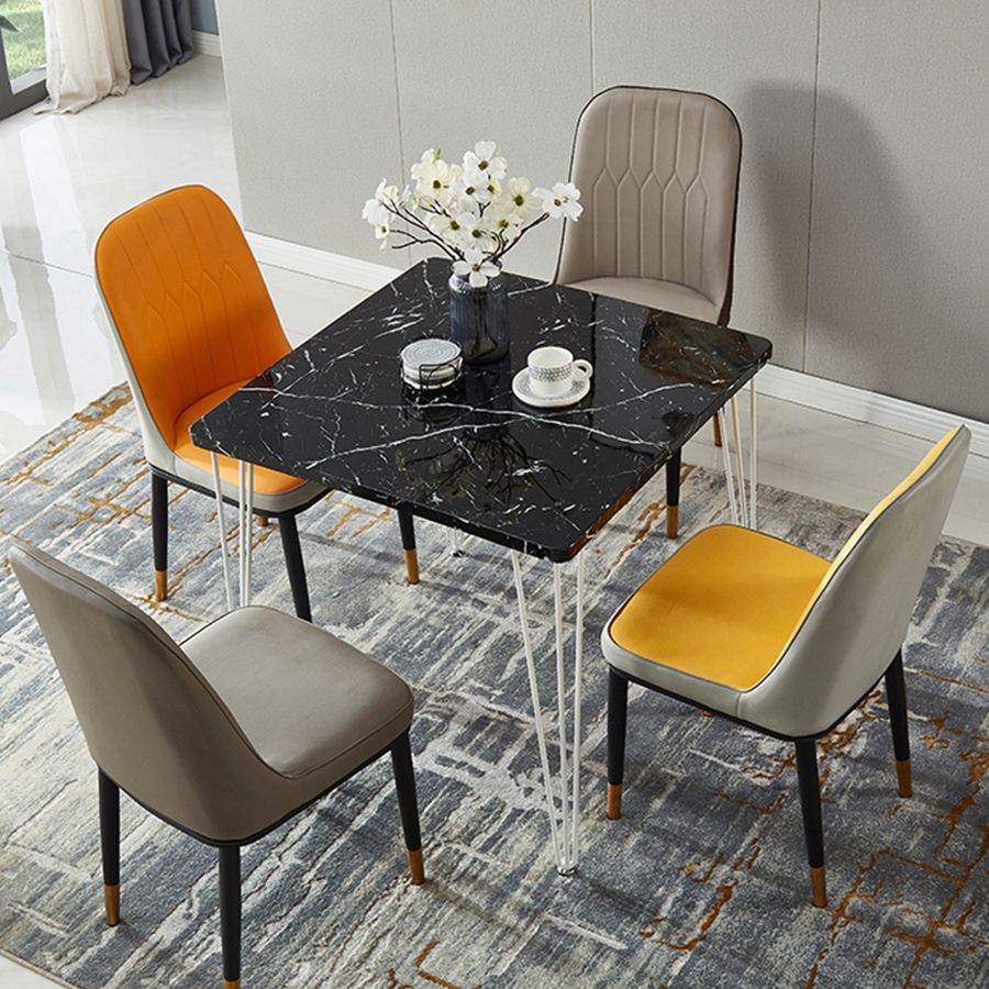 Industrial Style Sintered Stone Dining Table 4 Legs Base Square Table for Home Clearhalo ' dining_table' 'Dining Tables & Seating' 'Dining Tables' 'furn' 'furn_dining_table' 'Furniture' 'furniture_dining_table' 'Kitchen & Dining Furniture' 'kitchen&dining_furn' 'kitchen' 'kitchen_dining_table' 1200x1200_f97c132c-88c9-42e4-9d00-9795a9b8db89