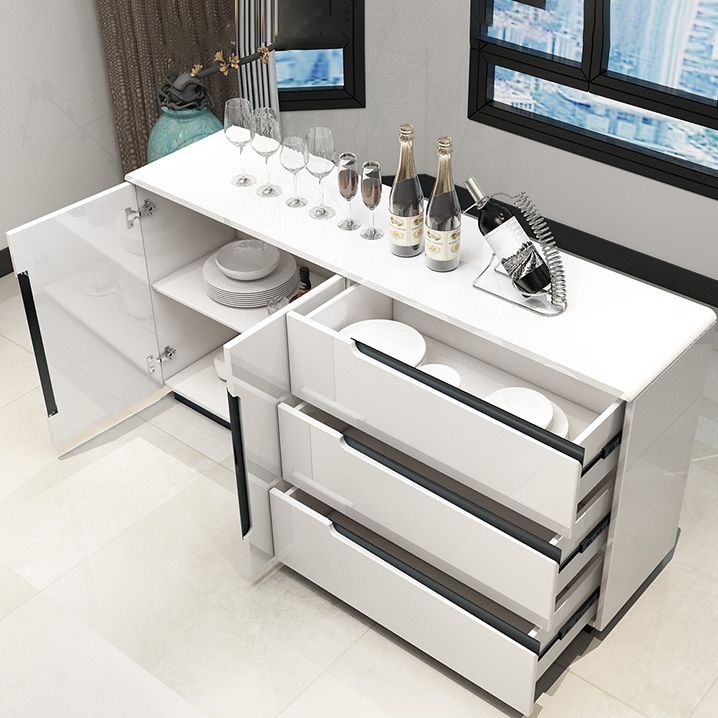 Modern MDF 31.5"H Sideboard Buffet Drawer and 2-Door Living Room Server in White Clearhalo 'buffet_sideboard' 'Buffets & Sideboards' 'furn' 'furn_buffet_sideboard' 'Furniture' 'Kitchen & Dining Furniture' 1200x1200_f97cdc8f-07e1-4b04-96eb-d26a1bc2c5b1