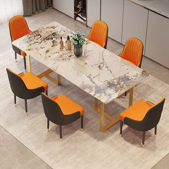 Metal Traditional Luxury Rectangular Table Sintered Stone Indoor Table with Sled Base Clearhalo ' dining_table' 'Dining Tables & Seating' 'Dining Tables' 'furn' 'furn_dining_table' 'Furniture' 'furniture_dining_table' 'Kitchen & Dining Furniture' 'kitchen&dining_furn' 'kitchen' 'kitchen_dining_table' 1200x1200_f97ceabf-a148-4e2b-b241-5daa49d78cde
