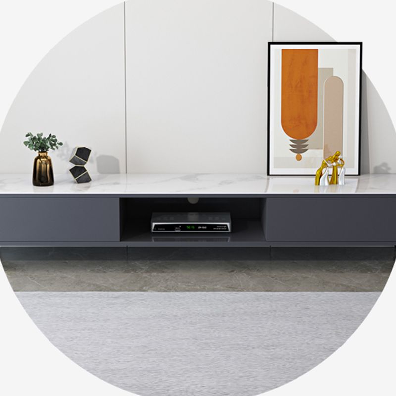 Glam TV Console Stone Media Console Black/White Open Storage Console Clearhalo 'furn' 'furn_tv_stands_entertainment_centers' 'Furniture' 'Living Room Furniture' 'TV Stands & Entertainment Centers' 'TV Stands & Media Storage Furniture' 'tv_stands_entertainment_centers' 1200x1200_f97fc854-843b-4f35-b2d5-7ec3dd2849a0