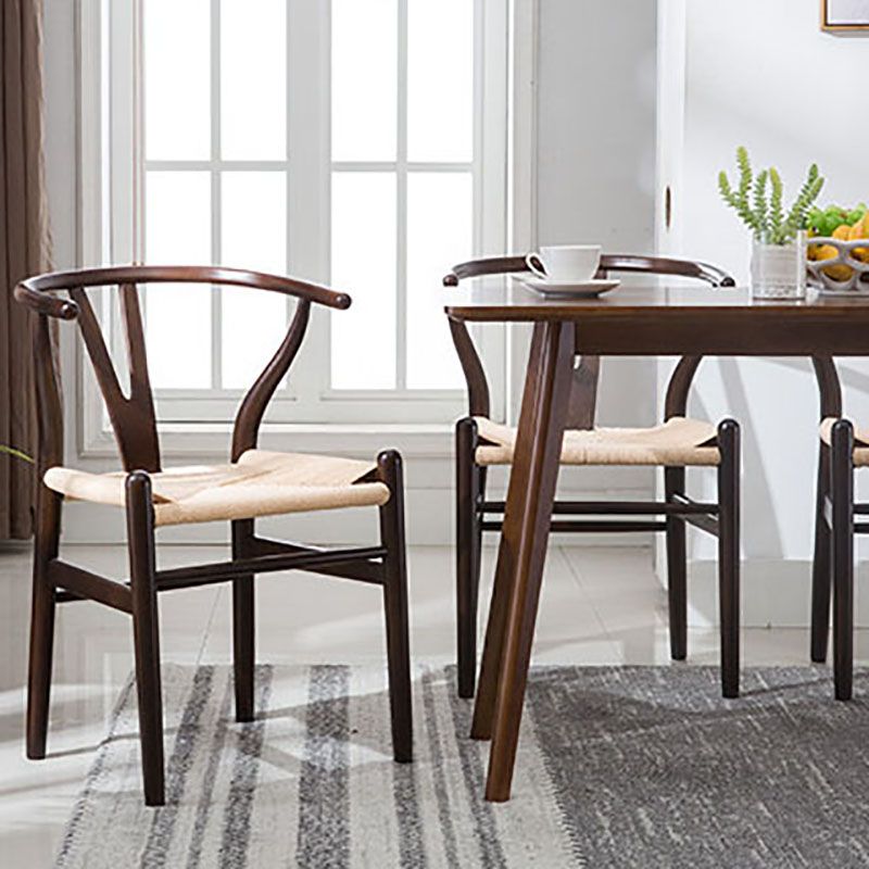 Contemporary Upholstered Home Arm Chair Wishbone Natural Dining Chair Clearhalo ' kitchen&dining_furn' 'Dining Chairs' 'Dining Tables & Seating' 'dining_chair' 'furn' 'furn_dining_chair' 'Furniture' 'furniture_dining_chair' 'Kitchen & Dining Furniture' 'kitchen' 1200x1200_f9800683-f786-4184-aa76-203b42c4a556