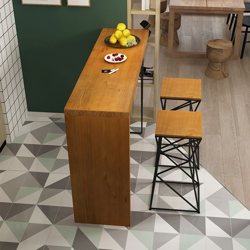 Tavolo da bistrot top in legno rettangolo tavolo da pub moderno con base metallica
