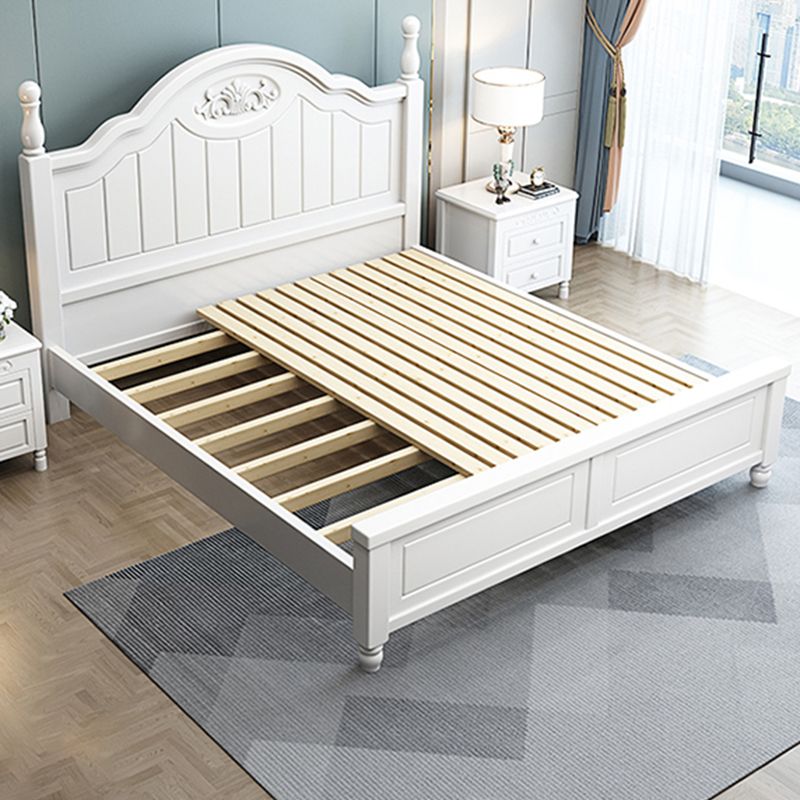 French Country White Standard Bed 46.45" High Bed with Headboard
