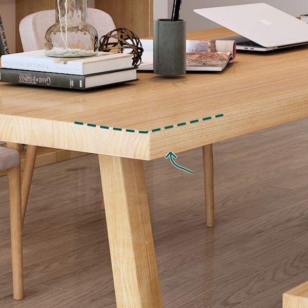 Bureau de bureau naturel contemporain Bureau d'écriture en bois massif rectangulaire