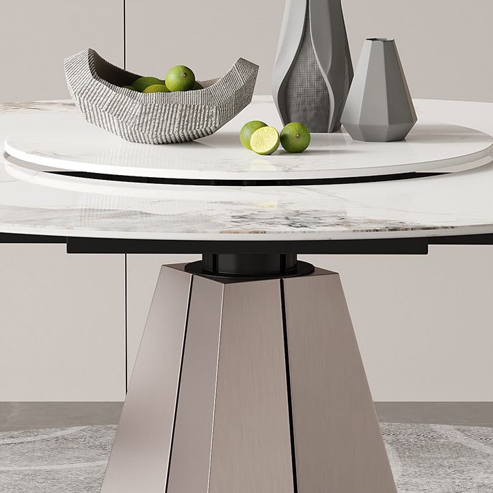 Modern Sintered Stone White Dining Room Set Space-Saving Design Dining Table Furniture Clearhalo 'Dining Room Sets' 'Dining Tables & Seating' 'dining_room_set' 'furn' 'furn_dining_room_set' 'Furniture' 'furniture_dining_room_set' 'Kitchen & Dining Furniture' 'kitchen&dining_furn' 'kitchen' 1200x1200_f983ff99-27ec-4b64-8db5-1b60e0c45d66