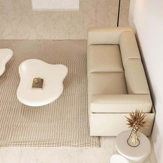 Tuxedo Arm Sofa Contemporary Faux Leather Cushions Settee in Light Brone