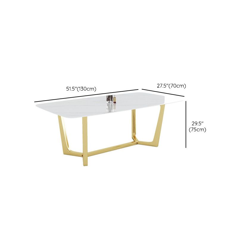 Glam Dinette Table Stone Rectangle Dining Room Table in White Clearhalo 'Dining Tables & Seating' 'Dining Tables' 'dining_table' 'furn' 'furn_dining_table' 'Furniture' 'Kitchen & Dining Furniture' 1200x1200_f984c072-8edb-4429-8af5-137eb92ed5e9