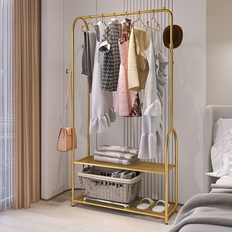 Contemporary Metal Coat Hanger Free Standing Coat Rack with Shelves Shelving Clearhalo 'Entry & Mudroom Furniture' 'furn' 'furn_hall_tree_coat_racks' 'Furniture' 'Hall Trees & Coat Racks' 'hall_tree_coat_racks' 1200x1200_f987d35a-57b1-47c0-a334-744ef830193e