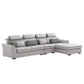 Modern Biscuit Back Sofa with Chaise Linen/Faux Leather Flared Arm Sofa in Gray