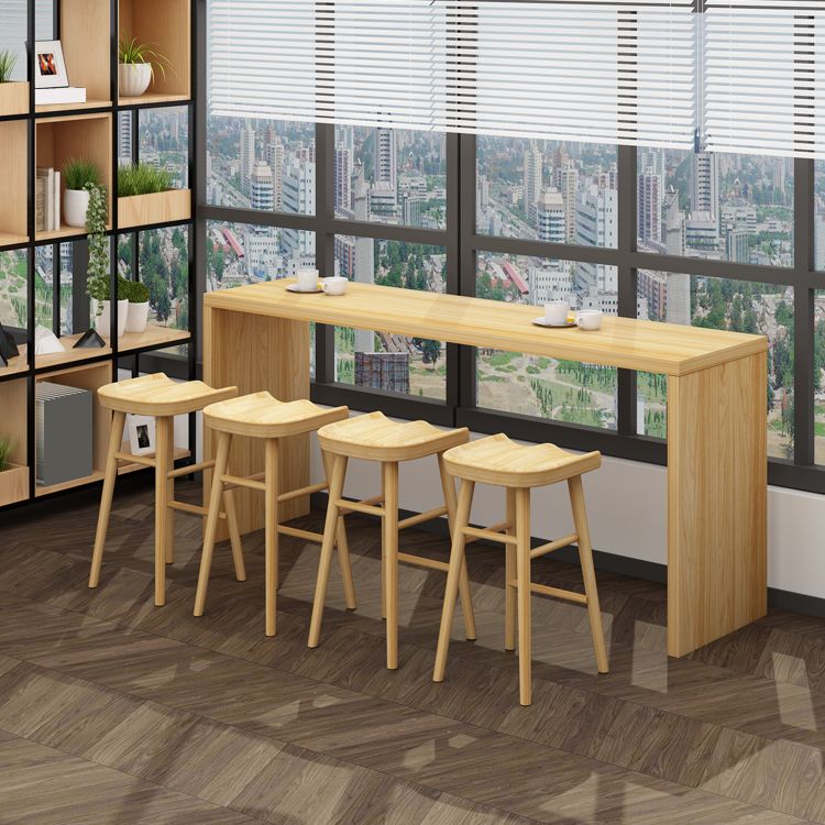 Table du bistrot en bois massif rectangle Table de pub moderne avec un double piédestal de nature