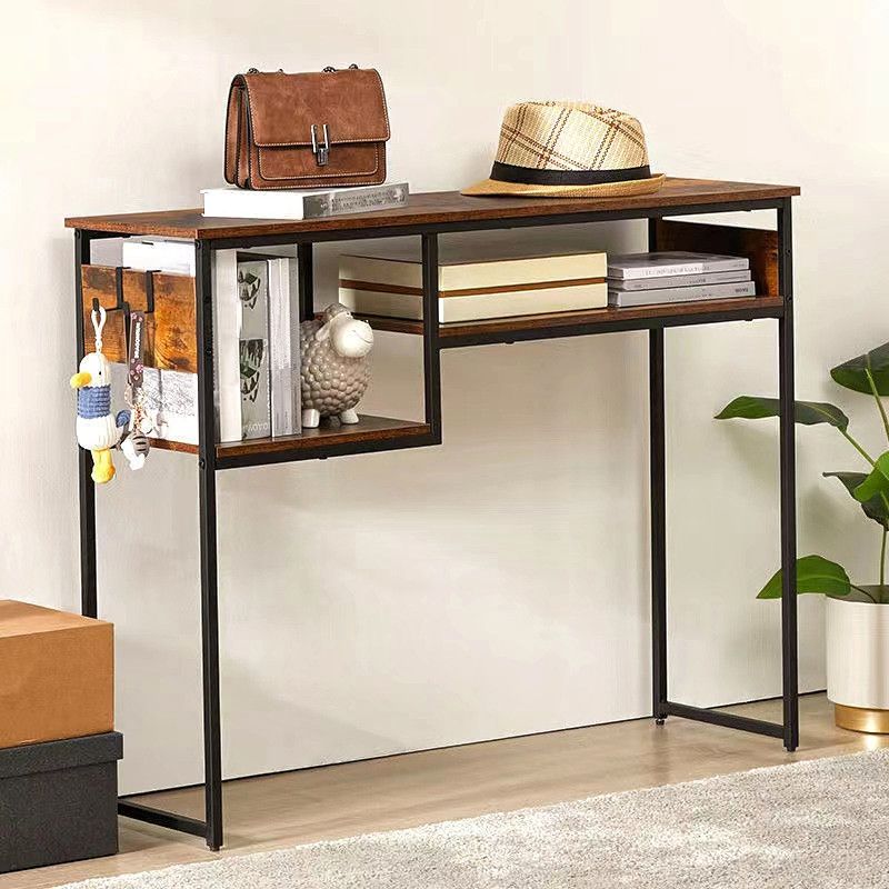 Rectangle Shape Contemporary Console Table Brown and Black Wood Console Sofa Table