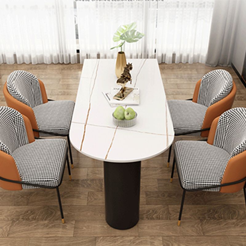 Contemporary Sintered Stone Dining Table Metal Dining Table with Double Pedestal Base Clearhalo 'Dining Tables & Seating' 'Dining Tables' 'dining_table' 'furn' 'furn_dining_table' 'Furniture' 'Kitchen & Dining Furniture' 1200x1200_f98b20a1-638c-4afc-9c55-3ffbcad9dde9