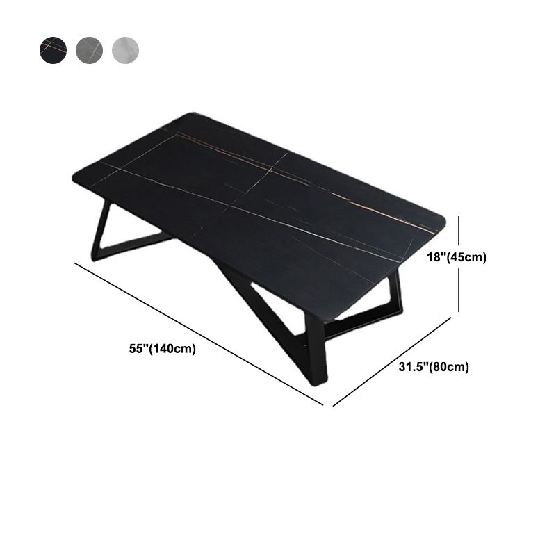 Glam Stone Coffee Table with Black Steel Base and Rectangle Top Clearhalo 'Coffee & Accent Tables' 'Coffee Tables' 'coffee_tables' 'furn' 'furn_coffee_tables' 'Furniture' 'Living Room Furniture' 1200x1200_f98be904-c60f-43ed-9f1c-e52267ec819b