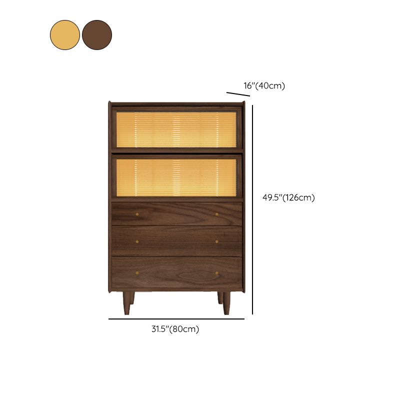 Modern Side Cabinet Solid Wood 49.6" Tall Side Cabinet with Glass Top Clearhalo 'Cabinets & Chests' 'cabinets_chests' 'furn' 'furn_cabinets_chests' 'Furniture' 'Living Room Furniture' 1200x1200_f98ddcde-2633-45f0-9436-0b1d5ccfb7f3