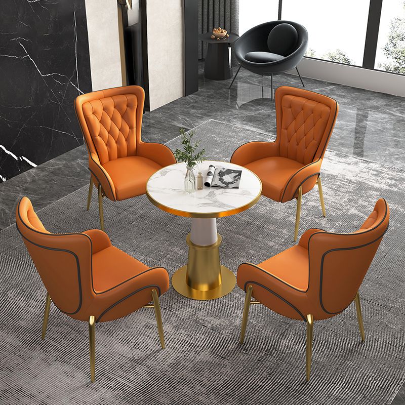 Glam 1/5 Pieces Dining Set Sintered Stone Dining Table Set for Home Use Clearhalo 'Dining Room Sets' 'Dining Tables & Seating' 'dining_room_set' 'furn' 'furn_dining_room_set' 'Furniture' 'furniture_dining_room_set' 'Kitchen & Dining Furniture' 'kitchen&dining_furn' 'kitchen' 1200x1200_f99005a1-fc1e-4ca5-a5fd-66fde27f96e3