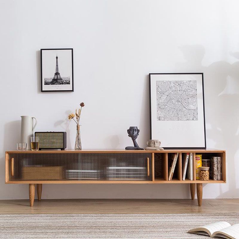 Zeitgenössische TV -Standkonsole Massivholz -TV -Medien stehen mit Türen